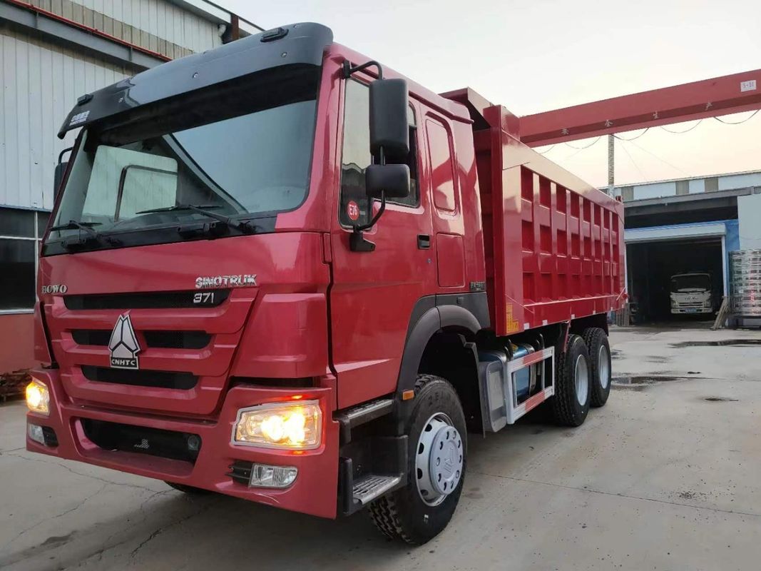 HOWO 6x4 371hp 30 Tons Red Tipper Truck Dump Truck with WEICHAI Engine and 3 Passengers