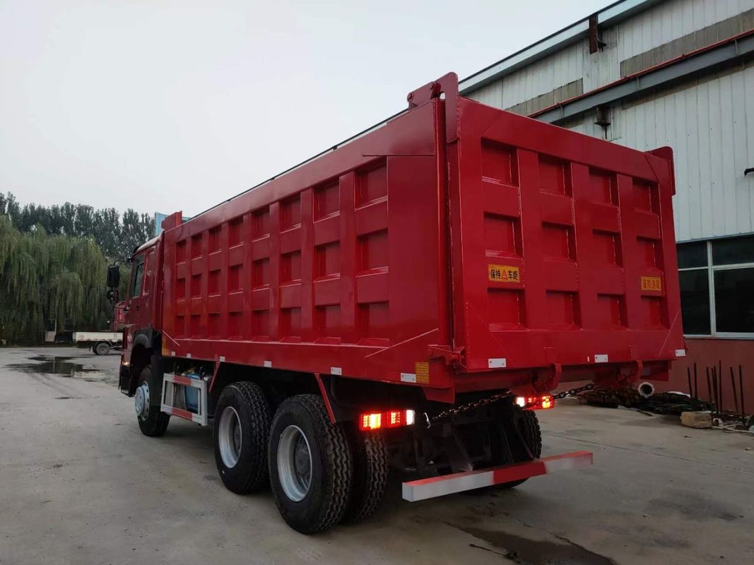 HOWO 6x4 371hp 30 Tons Red Tipper Truck Dump Truck with WEICHAI Engine and 3 Passengers