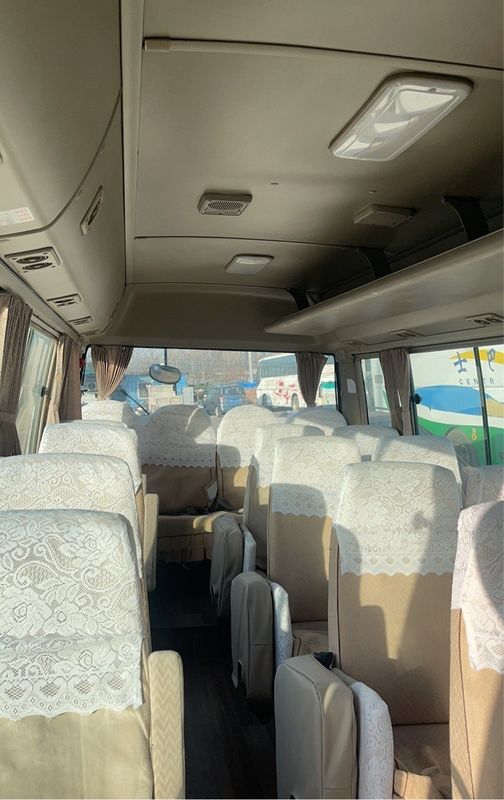 30 Seat Luxury Coach Toyo Ta Coaster Bus with Max Power of 113/5200kw and EURO 3 Emission