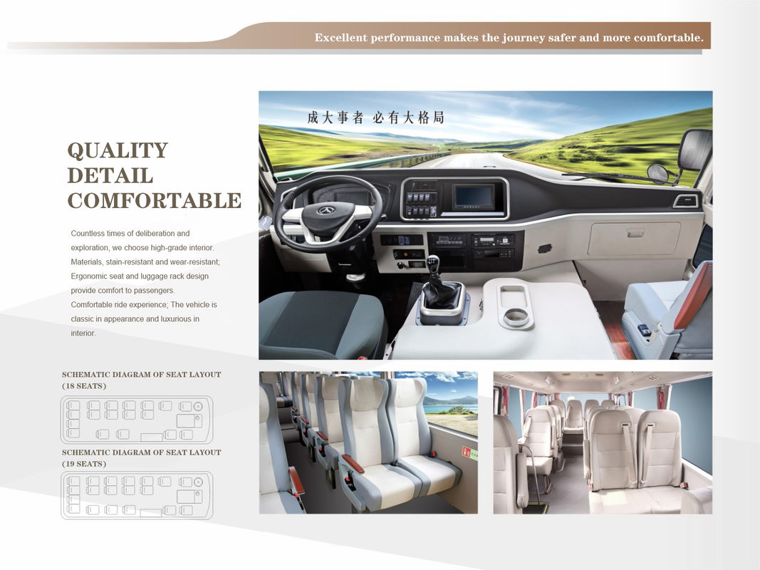 5300kg G.V.W 6M Coaster Bus With Diesel Engine And 7.00R16LT Tire For Passenger Trade